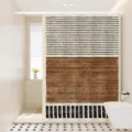 Modern geometric abstract shower curtain waterproof fabric bathroom partition decor - Single Curtain 80x180cm / Gaps of Light 01