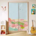 Japans fris deur gordijn voor keuken slaapkamer, esthetische stoffen scheidingswand. - Breedte 65cm Hoogte 70cm Enkel Paneel met Stang / Japans Frisse Stijl 1