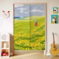 Japanse stijl landschap deur gordijn stoffen ruimteverdeler voor keuken slaapkamer deco - Breedte 65cm Hoogte 70cm Enkel Paneel met Stang / Japans Frisse Stijl 2
