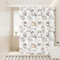 Cute cartoon cat shower curtain waterproof fabric bathroom curtain for home decor and partition use - [Single Curtain] Width 80x Height 180 + Hooks + Tiebacks / Cartoon Lion Crocodile 22