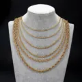 Comparison detail of gold stainless steel rope chains in widths from 2mm to 6mm - Rope Chain Necklace / 3.0mm Width-60cm Length / Gold