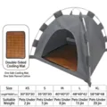 Graues faltbares Haustierzelt mit Größentabelle und Kühldose für Katzen und Hunde - S (35*35*30cm) / Tent Set (With Double-Sided Mat) / Grau