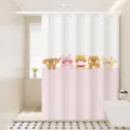 Cute cartoon animal pattern waterproof shower curtain detail, perfect for sweet bathroom decor. - 80cm x 180cm (Includes Hooks & Tiebacks) / Cartoon Lion & Crocodile 15