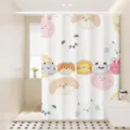 Waterproof cartoon shower curtain for bathroom, cute animal print shower curtain fabric. - [Single Curtain] Width 80x Height 180 + Hooks + Tiebacks / Cartoon Lion Crocodile 14
