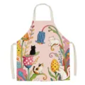 Bonito delantal de cocina para gatos coloridos con patrón floral caprichoso para cocinar en casa. - 65x75cm Adulto / Gatito de flores coloridas 02