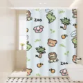 Cute cartoon animal waterproof shower curtain for bathroom, cute zoo pattern fabric curtain - Single Curtain / 80cm x 180cm (Includes Hooks & Tiebacks) / Cartoon Lion Crocodile 05