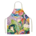 Delantal de cocina gato floral colorido lindo impermeable cocina pintura ropa de trabajo - 65x75cm Adulto / Gatito de flores coloridas 04