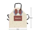 Bonito delantal de cocina estilo princesa con bolsillos y diseño de dibujos 75x65cm. - 65x75cm (Lino de algodón grueso para adultos) / Delantal de cocina de princesa con bolsillo 03 (correa negra ajustable)