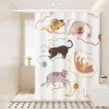 Rideau de douche imperméable avec chats de dessin animé mignons pour salle de bain, style - Dos de Chat 13
