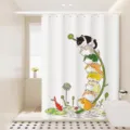 Rideau de douche imperméable chat mignon tissu rideau de bain décoration salle de bains - Dos de Chat 20