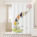Rideau de douche imperméable avec chats mignons et lotus pour la décoration de salle de bain. - Dos de Chat 21