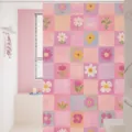Cortina de ducha con patrón floral colorido impermeable para separación de baño - Mundo floral 05