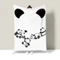 Détail de motif de dessin animé de panda mignon sur couverture douce, idéal pour le bureau. - Grand Panda / 100x70cm [Couvertures pour jambes]