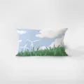 Housse decoussin rectangulaire en velours avec motif imprimé paysage naturel éolienne. - Moulin à vent / 30x50cm (Sans Coussin)