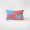 Vue de détail du coussin rectangulaire imprimé pastèque style nordique, tissu doux. - Motif Recto-Verso 30x50cm (Housse de Coussin Sans Garnissage) / Fruits amusants de style crème 4