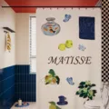Matisse style art print shower curtain retro aesthetic bathroom partition waterproof fabric - Single Curtain (80x180cm) with Rings & Tieback / Matisse Style 02