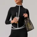 Chaqueta deportiva negra de mujer con ribetes blancos, parte superior de fitness de manga larga - XL / Tops / Negro