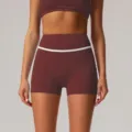Shorts de yoga de talle alto con contraste de color mujer fitness entrenamiento deporte - XL / Púrpura Vinagre