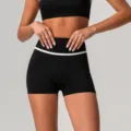 Pantalones cortos de yoga negros de tiro alto para mujer, ropa deportiva ajustada. - XL / Negro