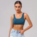 Débardeur de sport yoga moulant couleur unie pour femme fitness course entraînement athlétique - XL (Conseillé 80D-85C) / Hauts / Bleu insigne