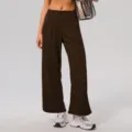 Braune High Waist Weite Hose lässig, bequeme fließende lockere Sport Yoga Tanzhose lang. - S / Dunkelbraun