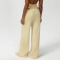 Buttergelbe lose Freizeit-Weitbein-Sweathose für Damen bequeme Yoga- und Fitnesshose - S / Aprikose