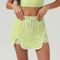 Damen sport skort schnelltrocknend fitness laufen tennis rock mit kordelzug gruen aktivkleidung - XL (Empfohlen 62.5-67.5kg) / Matcha-Grün