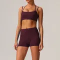 Ensemble de sport pour femme soutien gorge fitness violet fonce et short taille haute sport - M / Ensemble / Violet Giga