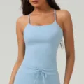 Top de yoga azul claro con cuello cuadrado para mujer fitness entrenamiento ropa deportiva - XL / Tops / Azul cielo