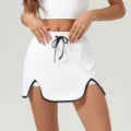 Weißer Sport-Tennisrock mit schwarzem Kordelzug und Paspelierung, ideal für Fitness und Laufen. - XL (Empfohlen 62.5-67.5kg) / Schwanenweiß