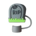 Halloween tombstone silicone straw topper cap in gray finish - Fits 10mm Straws / Tombstone