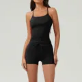 Conjunto deportivo de camiseta de tirantes y pantalones cortos negros para mujer fitness. - S / Parte Superior e Inferior / Negro