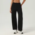 Damen schwarze hohe Taille weite Beine Sport Hose lässig lose Fitness Yoga Jogginghose - S / Schwarz