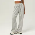 Pantalones de chándal grises de cintura alta para mujer holgados anchos informales - S / Gris Vigoré