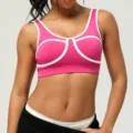 Soutien-gorge de sport femme couleur contrastée, top fitness yoga stylé pour le running. - S (Recommandé 65B-70C) / Rose Vif Brillant