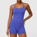 Combinaison de Sport Yoga Fitness pour Femme Dos Croisé Une Pièce Tenue Activewear - S / Bleu Cyan