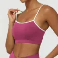 Soutien-gorge de sport color-block à fines bretelles yoga fitness haut d'entraînement femme - S (Conseillé 65B-70B) / Rose Vif Brillant