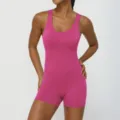 Damen Sport Yoga Jumpsuit Fitness Overall Eng anliegend Fitnessstudio Trainingsbekleidung - XL (Empfohlen 120–135 Jin) / Glänzend Rosenrot