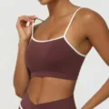 Soutien-gorge de sport de yoga bicolore à fines bretelles, sous-vêtement fitness pour femmes. - S (Conseillé 65B-70B) / Fuchsia