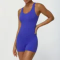 Königsblauer sportlicher Yoga Jumpsuit, ärmelloser figurbetonter Fitness Romper für Damen. - XL (Empfohlen 120–135 Jin) / Zyanblau