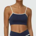 Soutien-gorge de sport yoga a fines bretelles nude colorblock fitness course haut femme - S (Conseillé 65B-70B) / Bleu Marine