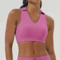 Soutien-gorge de sport rose à revers, crop top de yoga sans manches avec coussinet, fitness. - L / Rose Barbie