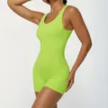 Neongruener Yoga Jumpsuit Damen, aermelloser Sport Einteiler fuer Fitness Workout. - XL (Empfohlen 120–135 Jin) / Limonengrün
