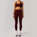 Donna bordeaux reggiseno sportivo leggings vita alta yoga set abbigliamento fitness - Porpora profondo (reggiseno e pantaloni)