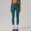 Leggings de yoga taille haute bleu sarcelle pour femme, pantalon de sport fitness training. - XL (Suggéré 62.5-67.5kg) / Bleu Marine