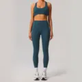 Completo yoga asciugatura rapida donna abbigliamento sportivo fitness palestra outfit - Blu notte (reggiseno e pantaloni)