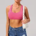 Soutien-gorge de sport rose pour femme, haut de yoga fitness dos nageur, séchage rapide. - XL (Conseillé 80D-85C) / Hauts / Rose rouge