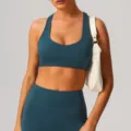 Ensemble soutiens-gorge de sport et pantalon de yoga, vêtement de sport séchage rapide. - XL (Conseillé 80D-85C) / Hauts / Bleu Nuit