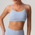 Sujetador deportivo sin costuras de secado rápido para yoga y entrenamientos de fitness. - XL (Sugerido 80D-85C) / Tops / Azul Claro