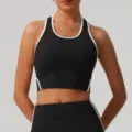 Soutien-gorge de sport noir contrasté pour femme brassière yoga fitness dos nageur rembourré - XL / Noir